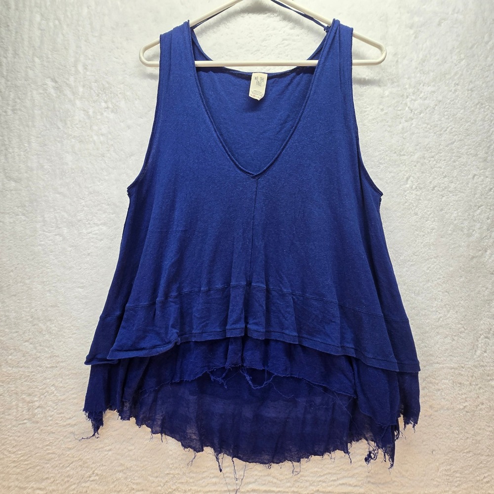 We The Free People‎ Oversized Frayed Hem Tank Top Womens XS Grunge Punk Tiered
